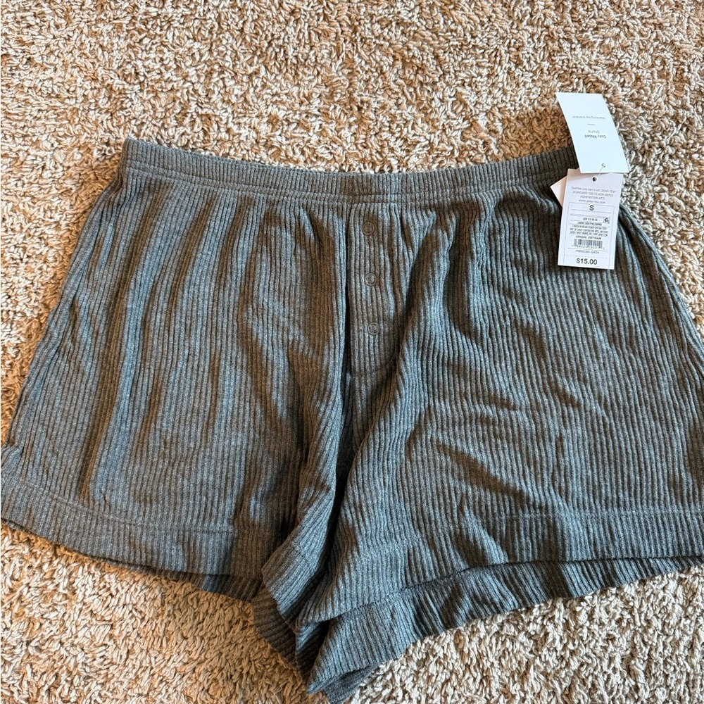Auden Gray Ribbed Pajama Shorts